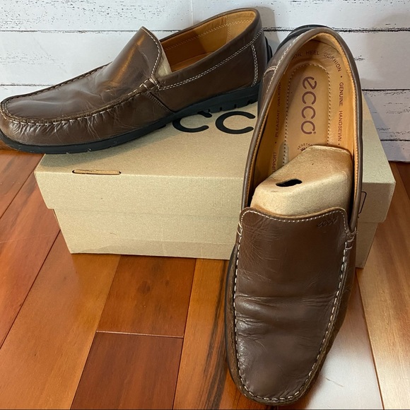 Men’s Ecco Brown Slip On Driving Loafer Shoe